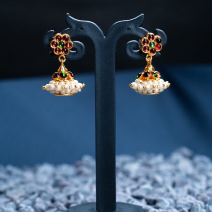 Traditional Bharatanatyam Kemp Jhumka Earrings